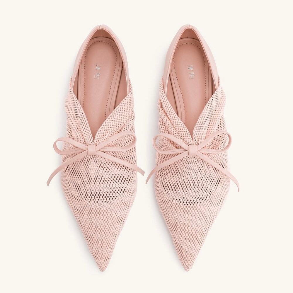 NWOB JW PEI Reilly Fishnet Ballerina Flats Pink Size 11 Balletcore Fairy Chic